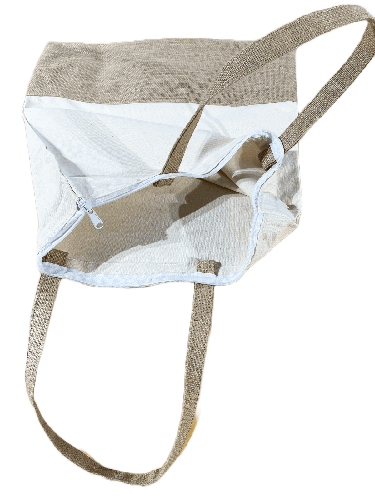 Jute and Canvas Tote – side view