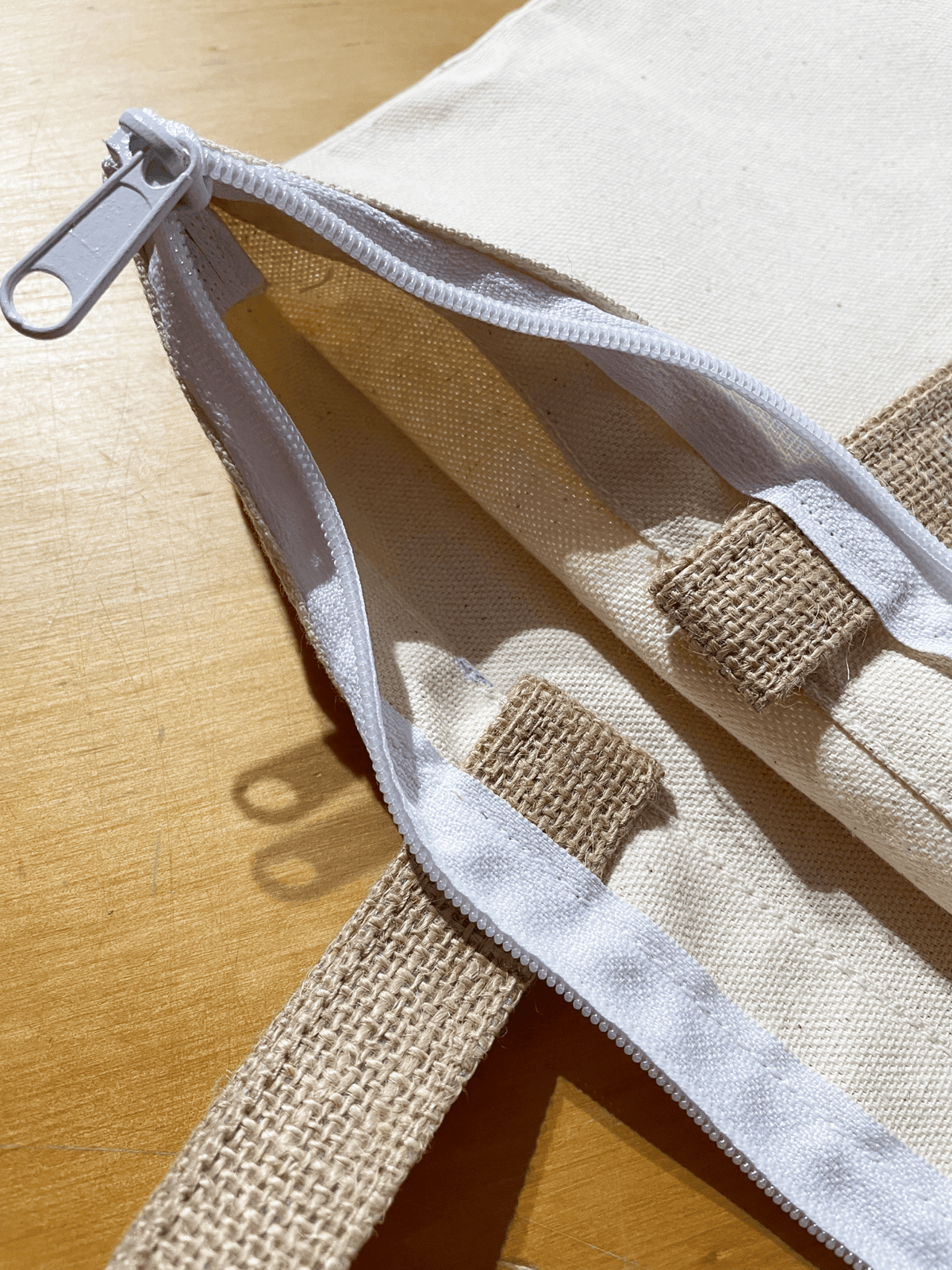 Jute and Canvas Tote – detail view