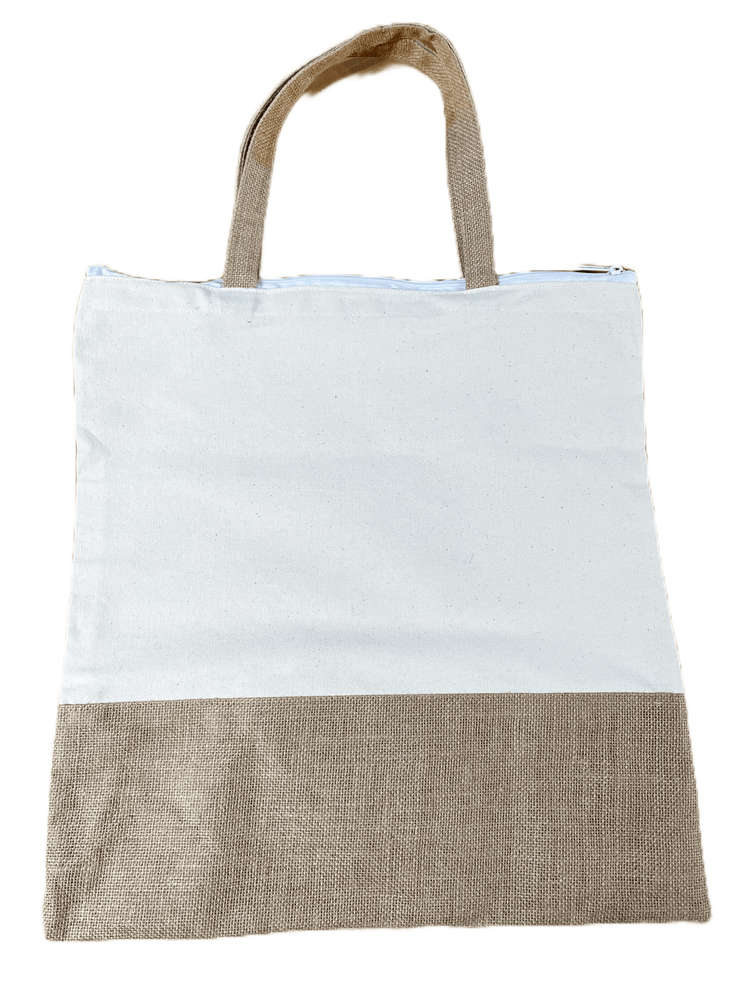 Jute and Canvas Tote – front view