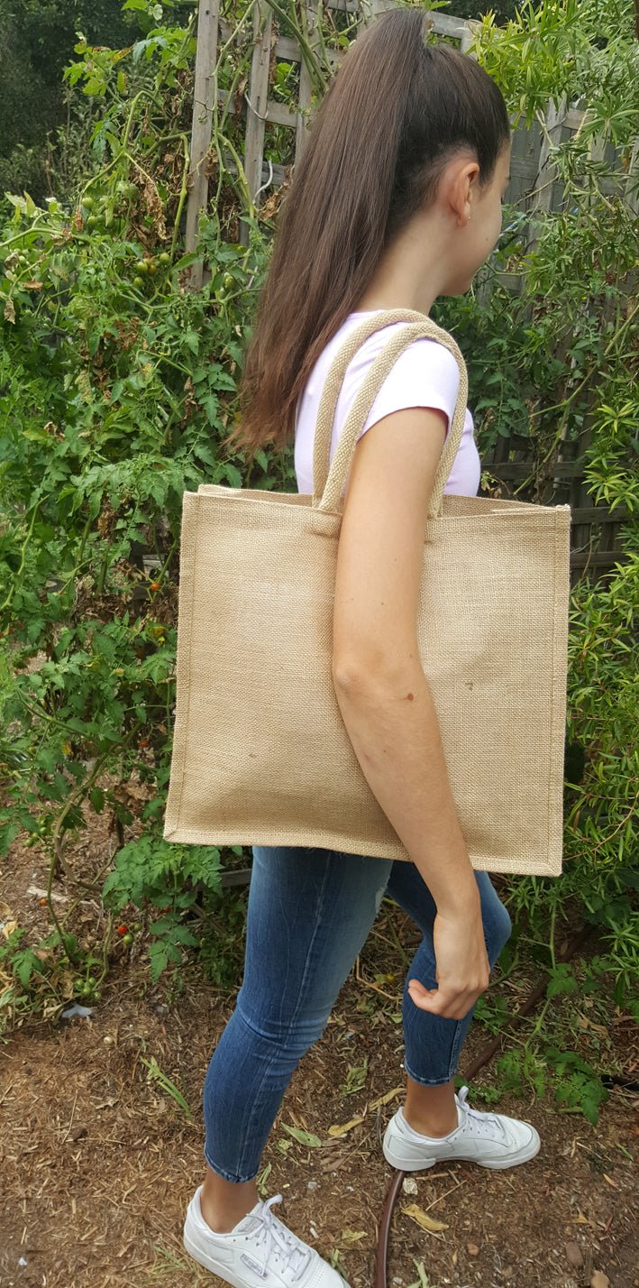 Hessian All Natural Shopper – being carried