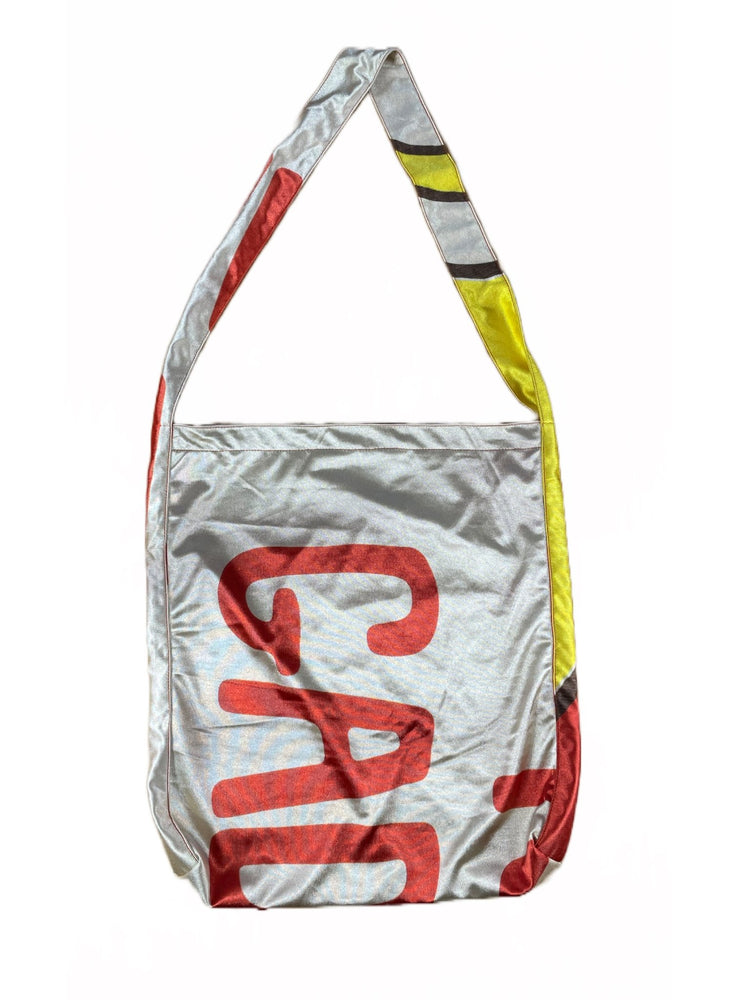 Upcycled Street Flag Bag - MESSENGER, NAIDOC design A – front view