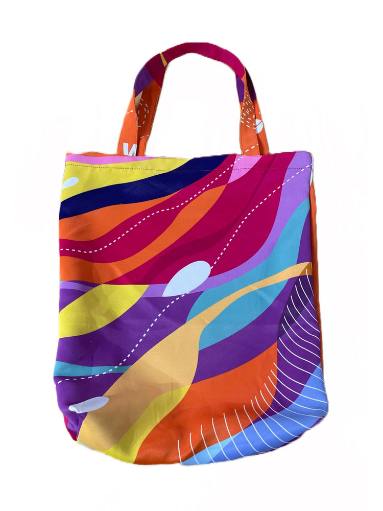 Upcycled Street Flag Bag - TOTE, Lane Cove Festival design A – front view